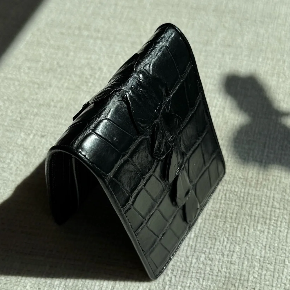 Bi-Fold Authentic Crocodile Leather Wallet 1D